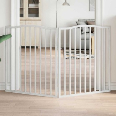 vidaXL Poartă pentru c&amp;acirc;ini pliabilă, 2 panouri, alb, 160 cm, lemn plop 352218 foto