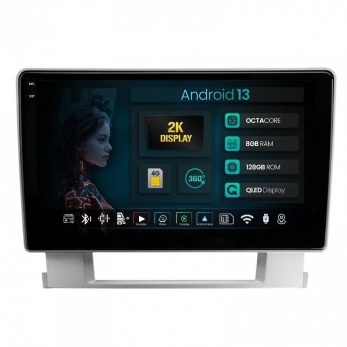 Navigatie 2K Opel Astra J 8GB RAM Android 13 Octacore Slot Sim 4G DSP GPS Wi-FI Carplay Android Auto USB Bluetooth Waze Touchscreen 9.5 Inch
