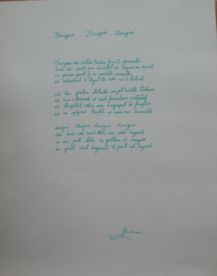 Manuscris de poetul Mircea Dinescu , poezia Desigur , desigur , desigur foto