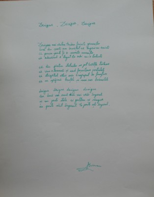 Manuscris de expozitie scris olograf al poetului Mircea Dinescu, poezia Desigur. Desigur. Desigur foto