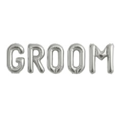Set GROOM baloane folie litere argintii 100 cm