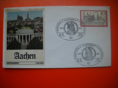 HOPCT PLIC S FDC NR 717 TURISM AACHEN -1973 GERMANIA -NECIRCULAT foto