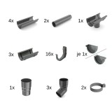 Set Complet Jgheaburi Grafit 8m, Sistem 75