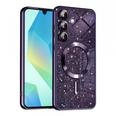 Husa MagSafe pentru Samsung Galaxy A16 5G A166 / A16 4G A165, Techsuit, Luxury Glitter, Mov Inchis foto