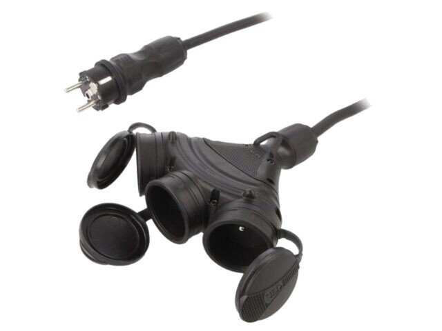 Prelungitor alimentare KEL 3x2,5mm2 25m 16A cu 3 prize, negru