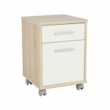 Cumpara ieftin Comoda, 1 usa, 1 sertar, pal stejar sonoma alb, Johan, 39x40.5x55 cm