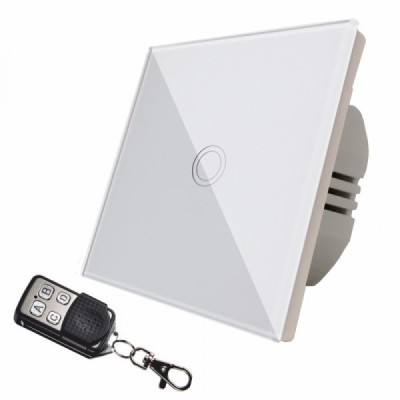 Intrerupator touch simplu cu telecomanda RF alb Spin SPN1419 foto