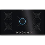 Plita incorporabila pe gaz Electrolux KGG953753K, 90 cm, conexiune Hob2Hood, Gratare de fonta, Timer, Negru