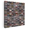 Tablou casete audio fundal muzical retro 2020 Tablou canvas pe panza CU RAMA 60x60 cm