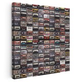 Tablou casete audio fundal muzical retro 2020 Tablou canvas pe panza CU RAMA 100x100 cm
