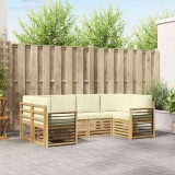 vidaXL Set canapea sectională cu pernă 6 pcs Alb și crem Poliester 3392405