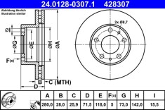 ATE 24.0128-0307.1 Disc frana