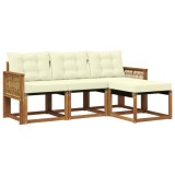 vidaXL Set de canapele de exterior cu pernă 4 pcs Natural și Crem 3381874
