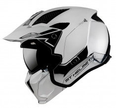 Casca pentru scuter - motocicleta MT Streetfighter SV A2 argintiu cromat lucios (ochelari soare integrati) ? masca (protectie) barbie si cozoroc detas foto