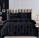 Cumpara ieftin Lenjerie pat dublu cu pliuri,bumbac finet,6 piese,neagra-A115, Jojo Home