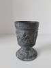 Pocal de aliaj metal, Germania, cu scene cu cavaleri pe cal, 11cm inaltime vechi