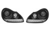 Set faruri tuning Porsche Cayenne, 2002-2006, cu LED indicator; cu LED parking light; D1S+H1; manual/electrical; negru, transparent; Tuning; xenon,