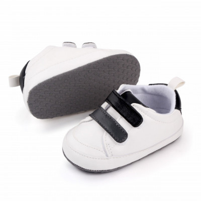 Adidasi albi cu barete si insertie neagra (Marime Disponibila: 6-9 luni foto