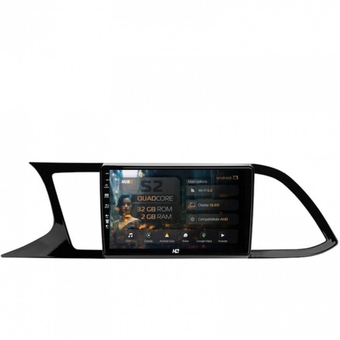 Navigatie Seat Leon 3 (2014-2020) 2GB RAM Android 13 GPS Wi-FI Carplay Android Auto USB Bluetooth Radio Waze Touchscreen 9 inch