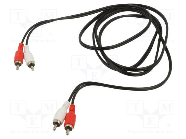 Cablu RCA 2x mufe 3m nichelat negru VCOM