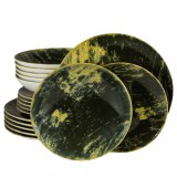 Set farfurii 18 piese, 6 persoane, Forest, Alb Ivoire cu verde
