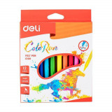 Cumpara ieftin Set 12 Carioci DELI ColoRun, Varf de 1 mm, Set Carioci Colorate, Carioci Colorate, Carioci pentru Desen, Carioci Colorate pentru Scolari, Carioci de C