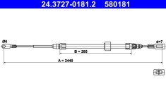 ATE 24.3727-0181.2 Cablu, frana de parcare