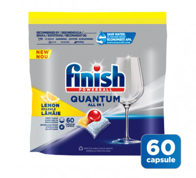 Detergent capsule pentru masina de spalat vase Finish Quantum All in 1 Lemon, 60 spalari foto