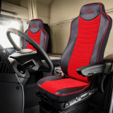 Cumpara ieftin Set huse scaun truck pentru mercedes actros euro 5 1844 mp2 mp3 mp4 eco leather + velvet black+red umbrella