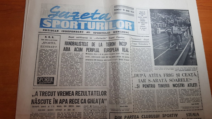 gazeta sporturilor 23 februarie 1990-atletism,gimnastica ritmica