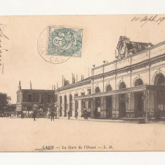 FV1 - Carte Postala - FRANTA - Caen, La Gare de l'Ouest, circulata 1904