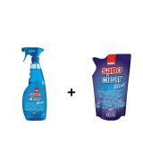 Pachet detergent geamuri Sano Clear Blue 1l + Rezerva soluie 750 ml Sano Clear Blue Refill