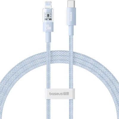 Cablu USB-C la Lightning, Fast Charging 20W, 2m - Baseus Gem (P10373001311-01) - Galaxy Blue foto