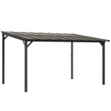 Outsunny Copertină pentru terasă aprox. 3 x 4,3 m copertină de terasă independentă cu acoperiș din policarbonat &icirc;nclinat pentru montare pe perete Gri