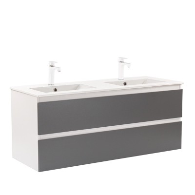 Dulap inferior Vario Forte 120 cu lavoar alb-antracit foto
