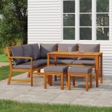 VidaXL Set mobilier grădină cu perne, 6 piese, lemn masiv acacia