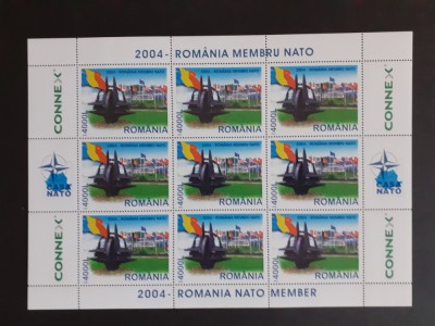 2004 - Romania membra NATO - bloc dantelat - LP1633a foto