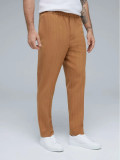 Pantaloni regular fit cu imprimeu dungi si elastic in talie, barbati, maro, ABOUT YOU x Kevin Trapp