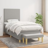 VidaXL Pat box spring cu saltea, gri deschis, 90x200 cm, textil 3136965