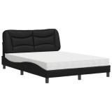 Cumpara ieftin Pat cu saltea, Hvar, negru, 140x200 cm, piele ecologica