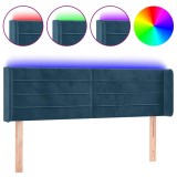 Cumpara ieftin Tablie de pat cu LED, albastru inchis, 147x16x78/88 cm, catifea