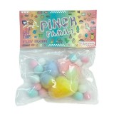 Jucarie antistres squishy, flippy, cu revenire lenta, model labuta de pisica pufoasa, 6x6 cm, 70g, ambalaj transparent, multicolor