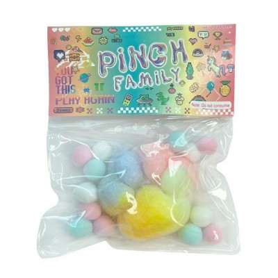 Jucarie antistres squishy, flippy, cu revenire lenta, model labuta de pisica pufoasa, 6x6 cm, 70g, ambalaj transparent, multicolor foto