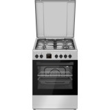 Aragaz mixt Heinner HFSC-S66FDC-IX, 4 arzatoare, Timer digital, 6 functii, Clasa A, Culoare Inox