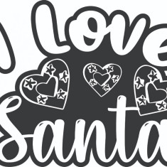 Sticker decorativ, I Love Santa , Negru, 75 cm, 4919ST