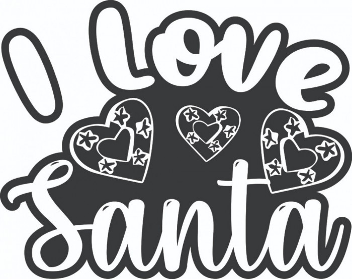 Sticker decorativ, I Love Santa , Negru, 75 cm, 4919ST