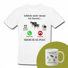 &quot;Iubitele mele văcuțe&quot; Set Personalizat &ndash; Tricou + Cană Alb XL