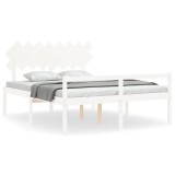 Cumpara ieftin Cadru de pat senior cu tablie, 160x200 cm, alb, lemn masiv