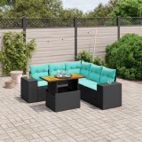Cumpara ieftin Set canapele de grădină cu perne, 6 piese, negru, poliratan