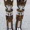 Set de 2 superbe sculpturi asiatice din lemn masiv de dimensiuni impresionante